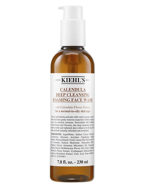 Limpiador facial Calendula Deep Cleansing Foaming Face Wash Kiehl's para calmar y regenerar la piel