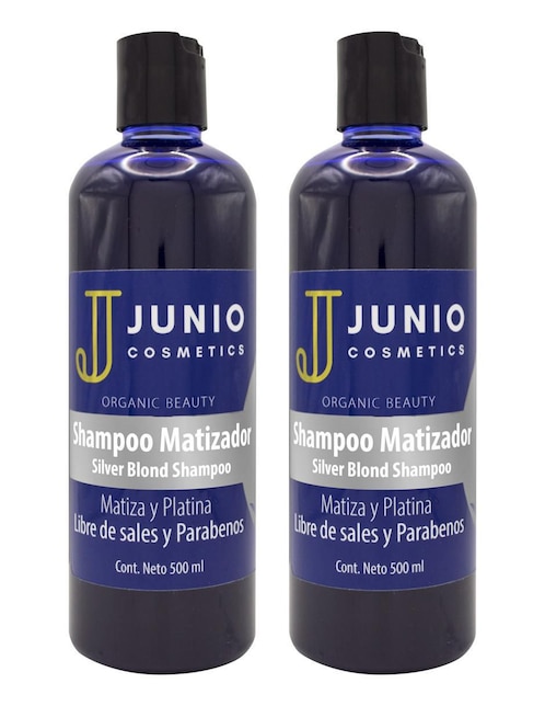 Shampoo matizador de canas para cabello Junio Cosmetics
