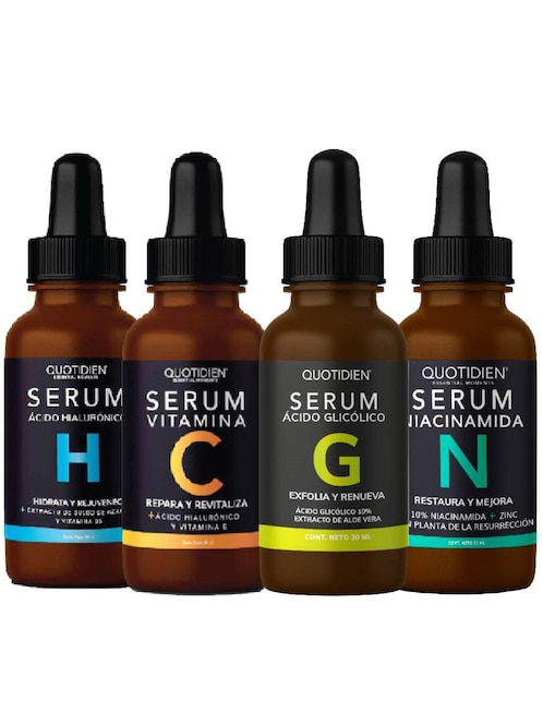 Sérum facial vitamina C + Suero ácido hialurónico + niacinamida + glicólico Skin Care Quotidien para todo tipo de piel