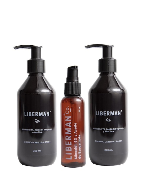 Kit tratamiento para barba y cabello Minoxidil con Aceite de Bergamota Liberman