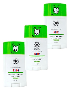 Set 3 Desodorantes Materia Prima Natural De Stick Natural Elements Kids Unisex