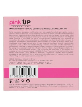 Polvo compacto traslúcido Pink Up Cosmetics Matte HD