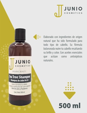 Shampoo hidratante para cabello tea tree Junio Cosmetics