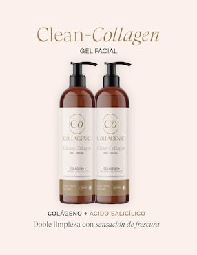Set Dermolimpiador facial en gel collagenic ácido hialurónico + ácido salicílico para piel mixta 500 ml c/u Collagenic para exfoliar
