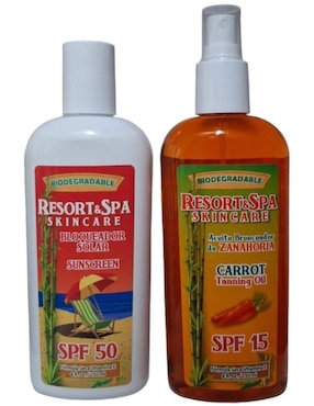 Kit Bloqueador Solar FPS 50 Y Aceite Bronceador De Zanahoria FPS 15 Resort And Spa Skin Care