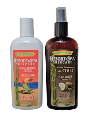 Kit Bloqueador Solar FPS 50 Y Aceite Bronceador De Coco FPS 15 Resort And Spa Skin Care