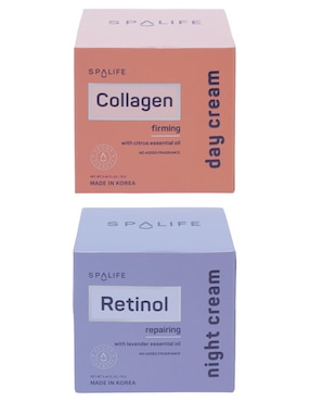 Set de crema facial recomendada para prevenir signos de la edad día y noche Spa Life Set cremas faciales de colágeno y retinol para todo tipo piel
