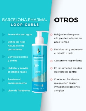 Crema para peinar para cabello rizado loop curls Barcelona Pharma para antifrizz