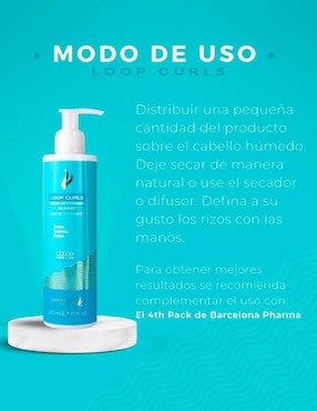 Crema para peinar para cabello rizado loop curls Barcelona Pharma para antifrizz