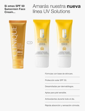 Protector solar FPS 50 UV Solutions Hydrating Sunscreen Clinique 30 ml