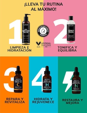 Kit tratamiento facial tónico facial + sérum vitamina C + sérum niacinamida + sérum de ácido hialurónico + gel limpiador antioxidante Quotidien