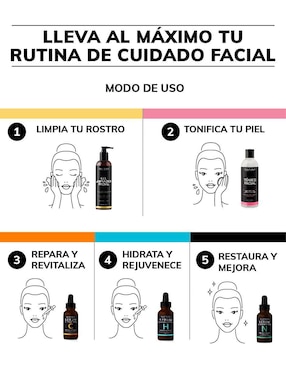 Kit tratamiento facial tónico facial + sérum vitamina C + sérum niacinamida + sérum de ácido hialurónico + gel limpiador antioxidante Quotidien