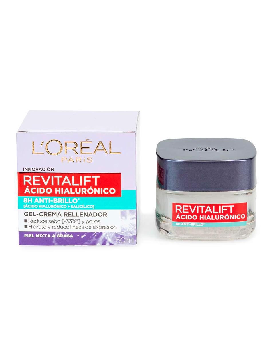 Crema facial recomendada para acné día y noche 8H Anti-brillo L'oréal Ácido  Hialurónico para piel mixta y grasa