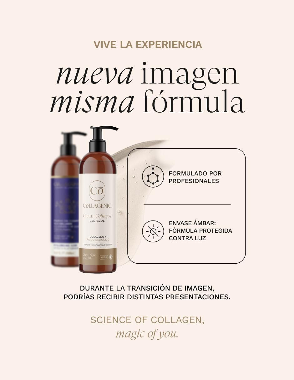 Set Dermolimpiador facial en gel ácido hialurónico + ácido salicílico para piel mixta 500 ml c/u Collagenic para exfoliar 2