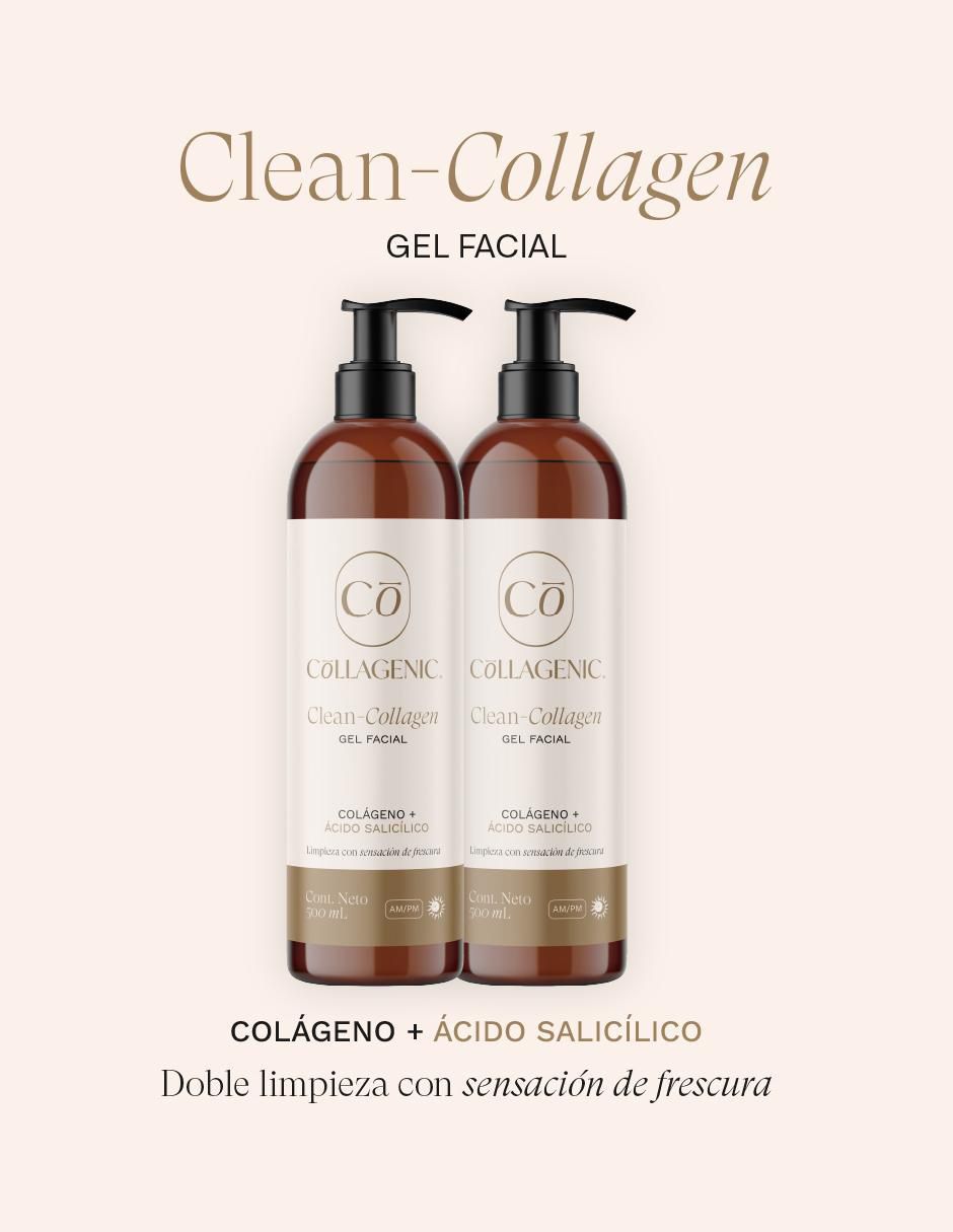 Set Dermolimpiador facial en gel ácido hialurónico + ácido salicílico para piel mixta 500 ml c/u Collagenic para exfoliar 3