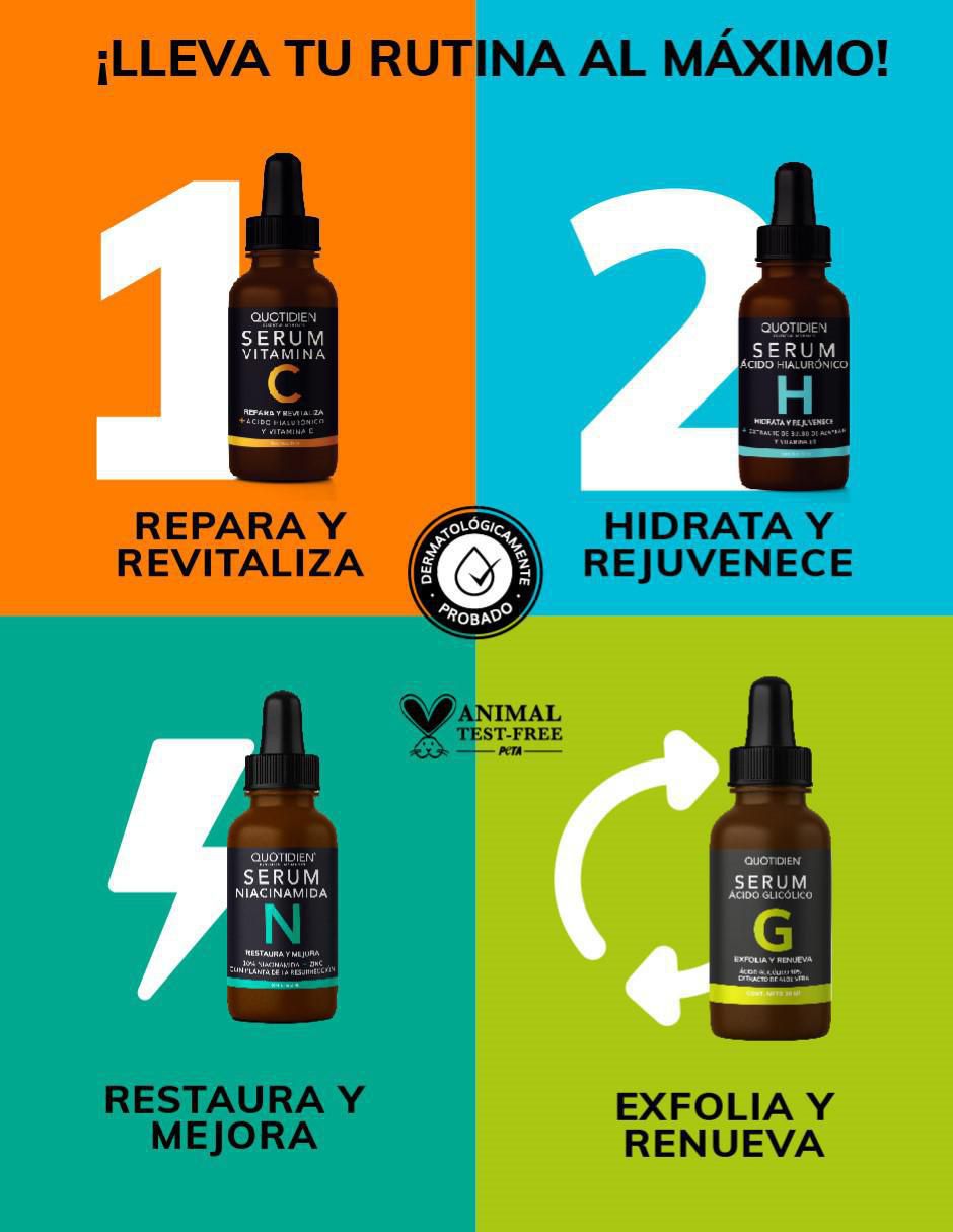 Sérum facial vitamina C + Suero ácido hialurónico + niacinamida + glicólico Skin Care para todo tipo de piel 2