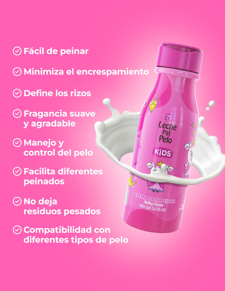 Crema para peinar para todo tipo de cabello kids niña 250ml para hidratar 3
